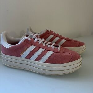 Adidas Women's Pink and White Platform Sneakers